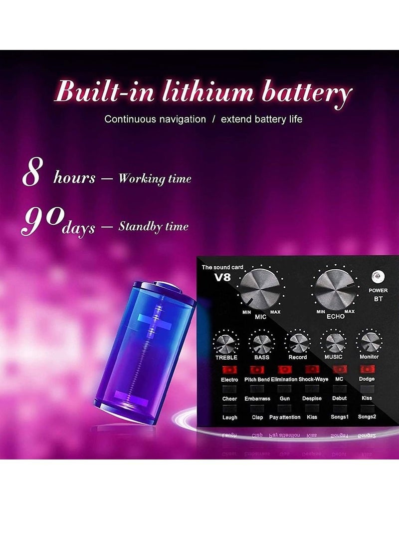 Microphone,Live Sound Card & BM800 Suspension Microphone Kit Broadcasting Recording Condenser Microphone Set Intelligent Volume Audio Mixer Sound Card for Computer PC Live Sound - Image 4