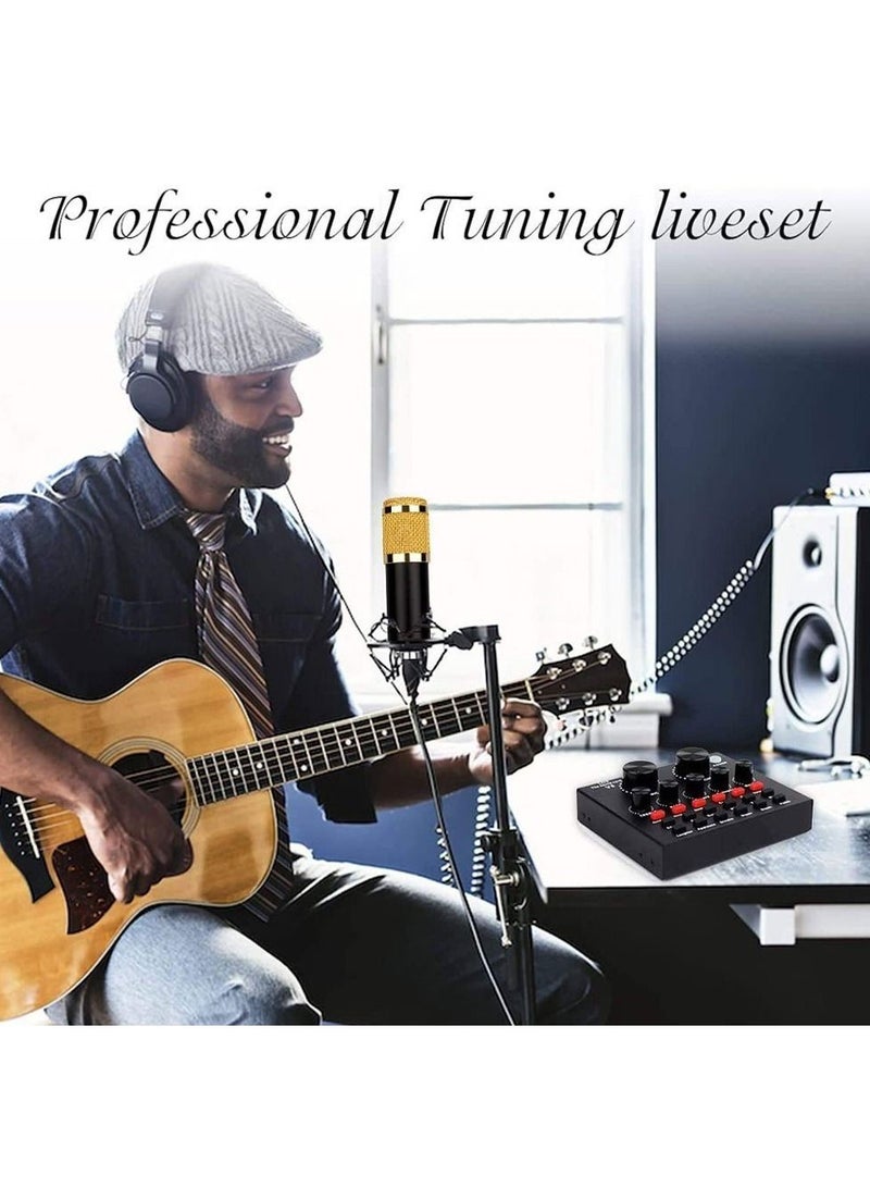 Microphone,Live Sound Card & BM800 Suspension Microphone Kit Broadcasting Recording Condenser Microphone Set Intelligent Volume Audio Mixer Sound Card for Computer PC Live Sound - Image 3