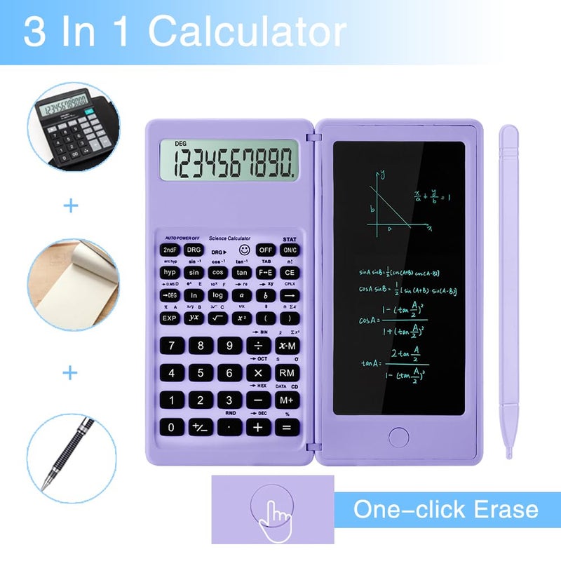 IPepul Scientific Calculators for Students, 10-Digit Large Screen, Math Calculator with Notepad, Classroom Must Haves for Middle High School Supplies & College(Purple) - Image 2