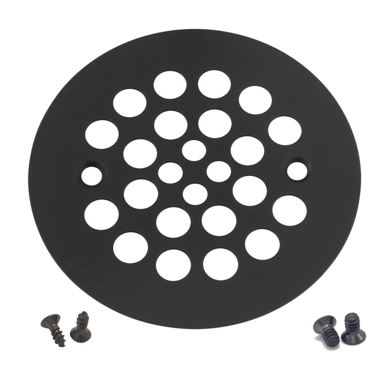 Artiwell 414 Shower Strainer Drain Trim Set Screwin Shower Strainer Drain Cover PlasticOddities Style Replacement Strainer GridMachine  SelfTapping Screws Included MATT BLACK