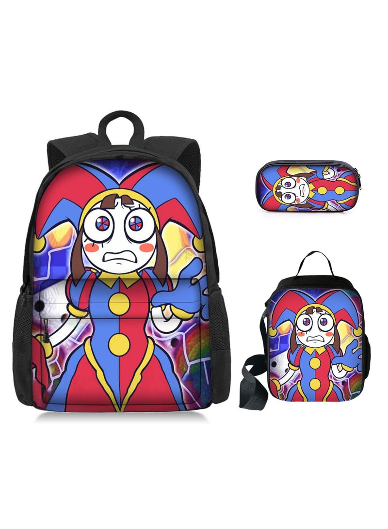 general 3 Pcs Anime The Amazing Digital Circus Backpack Set School Bag - Image 1