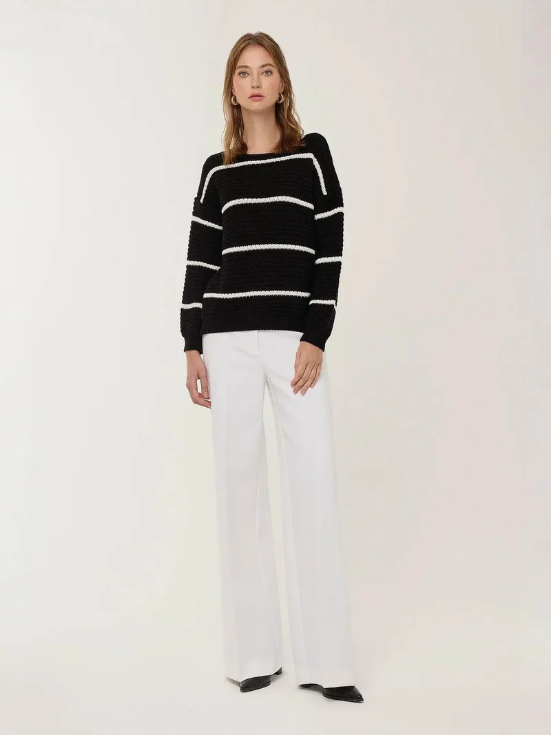 HICCUP Loose Fit Striped Knit Sweater