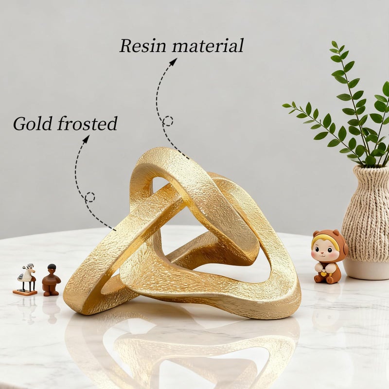 MOYI Gold Knot Statue for Christmas Decor Gold Tabletop Home Decor, Modern Geometric Sculptures Accent Decor for Living Room Bedroom Office Coffee Table Bookshelf Mantle Decorations Gifts - Image 3