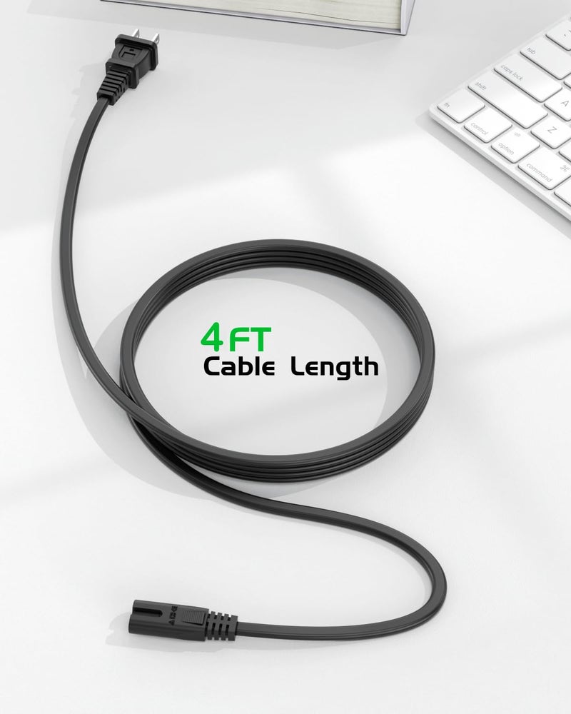 Superer TV Power Cord Cable Fit for Samsung LG TCL Sony Apple Insignia Sharp Toshiba JVC Hisense Roku 4k 8k Smart LED LCD HD, Universal IEC C7 Figure 8 2 Prong Replacement AC Cables, ETL Listed - Image 4