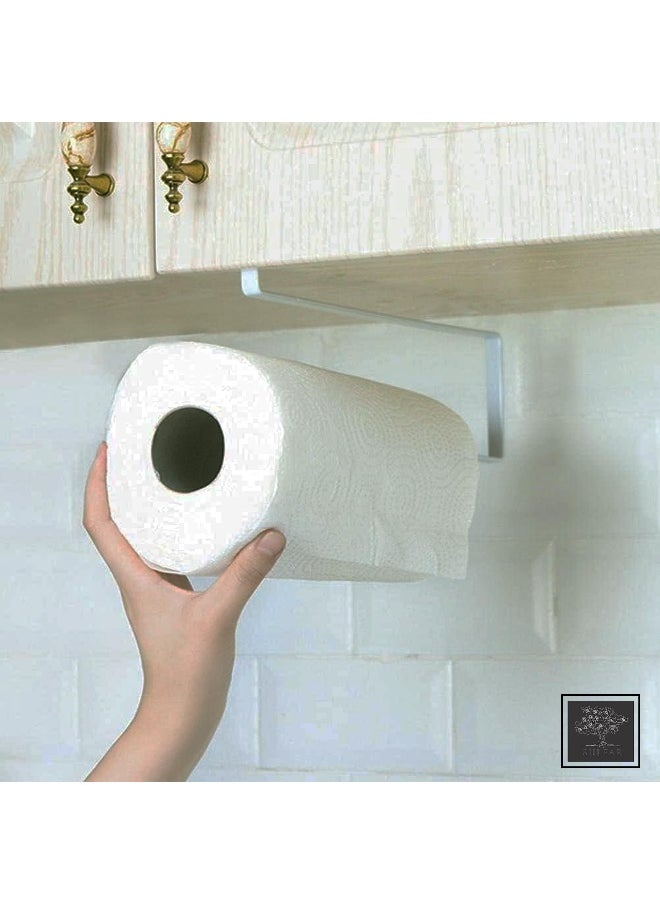 sulfar Home Paper Towel Holder Towel Rack Towel Bar Hooks for Kitchen, Paper Roll Holder (Pack of 1) White  - Image 5