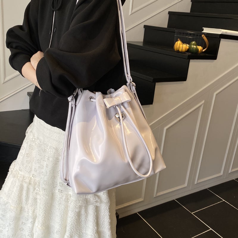 Korean Style Large Capacity Bucket Women'S Bag Solid Color Niche Simple Casual Shoulder Bag Multifunctional Backpack - Image 3