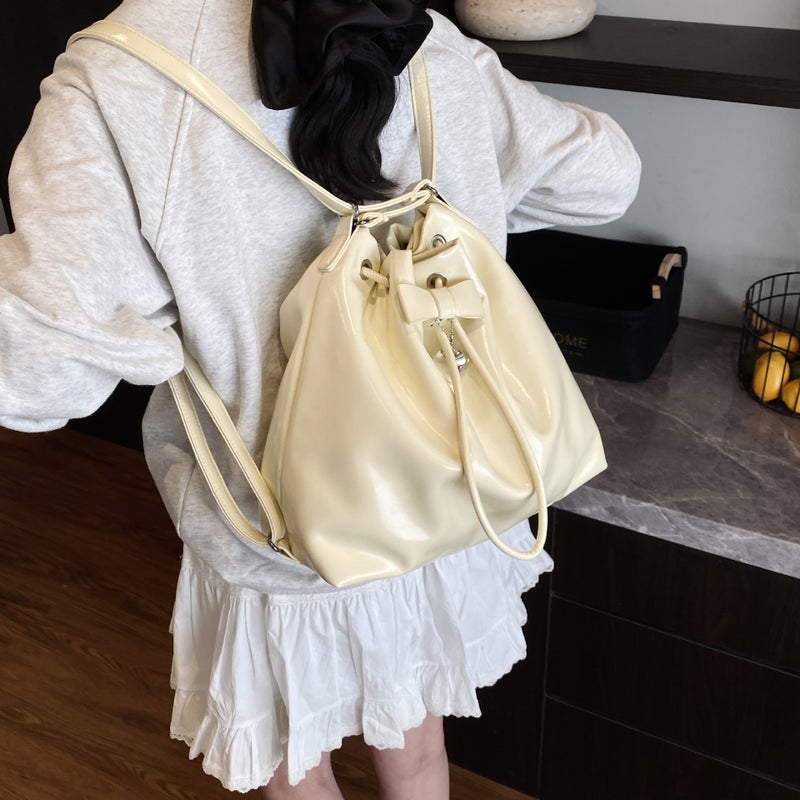 Korean Style Large Capacity Bucket Women'S Bag Solid Color Niche Simple Casual Shoulder Bag Multifunctional Backpack - Image 4