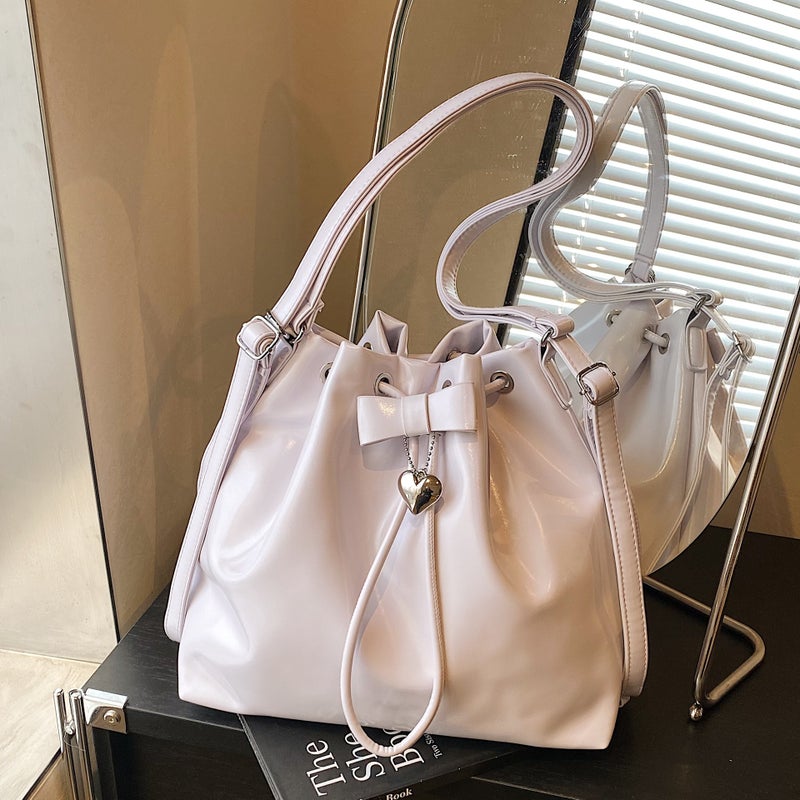 Korean Style Large Capacity Bucket Women'S Bag Solid Color Niche Simple Casual Shoulder Bag Multifunctional Backpack - Image 2