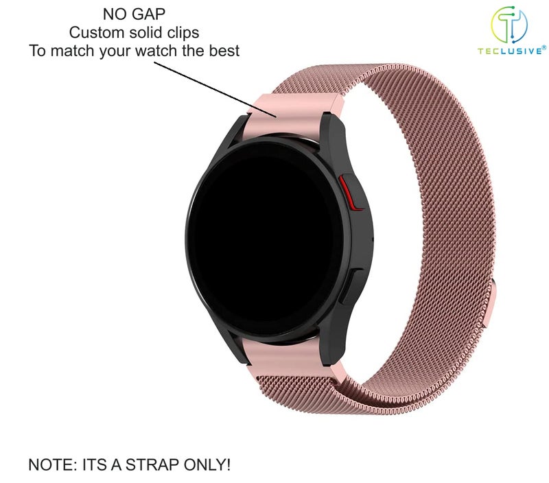 T TECLUSIVE Magnetic Chain Strap Band Compatible for Galaxy Watch 6 5 / Watch 4 / Galaxy Watch 5 Pro/Galaxy Watch 4 Classic | Adjustable Magnetic Precise Curved Fitting with No Gap (Rose Gold) - Image 3
