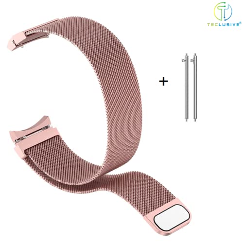 T TECLUSIVE Magnetic Chain Strap Band Compatible for Galaxy Watch 6 5 / Watch 4 / Galaxy Watch 5 Pro/Galaxy Watch 4 Classic | Adjustable Magnetic Precise Curved Fitting with No Gap (Rose Gold) - Image 2