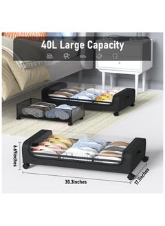 XiuWoo 2 Pack Under Bed Storage with Wheels and Lid,  40L Large Capacity Under Bed Rolling Storage, for Bedroom Storage Containers, for Clothes Shoe Blanket Toy Book,Black  - Image 4