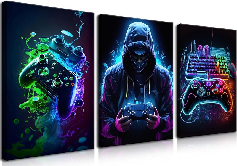 BGFCE Cool Gaming Canvas Wall Art Set of 3 - Image 1