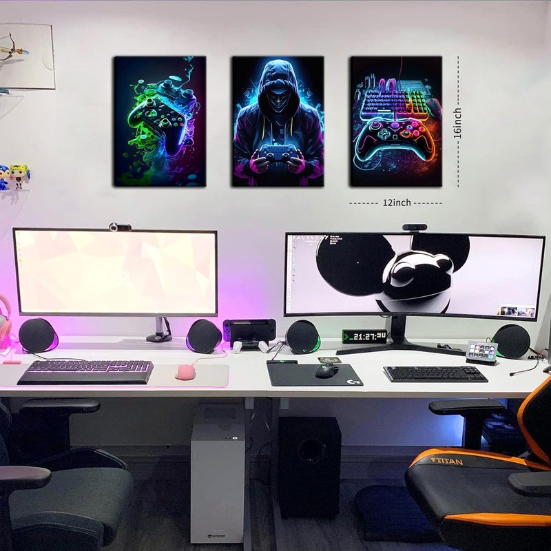 BGFCE Cool Gaming Canvas Wall Art Set of 3 - Image 3