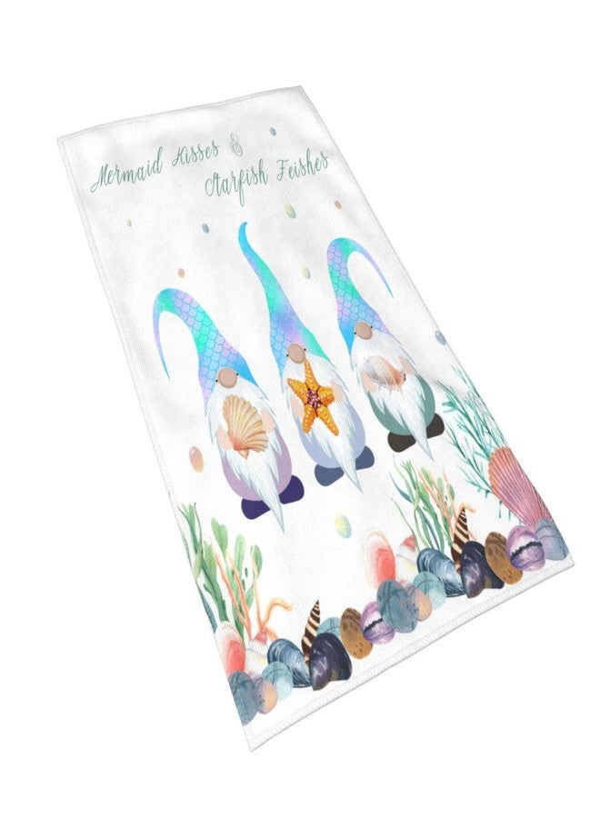 VARUN Long Hand Towels Gnomes Holding Starfish Conch with Mermaid Tail Ultra Soft Towel Absorbent Luxury Towels for Bathroom Hotel Gym and Spa 27.5x15.7in - Image 2