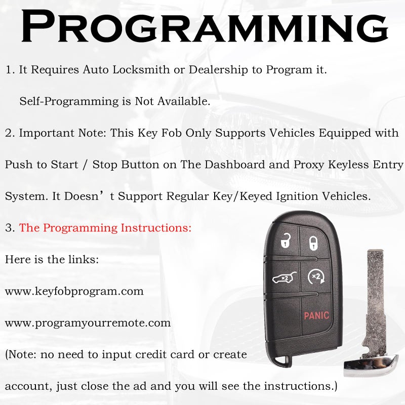 SUPALAND Remote Key Fob Replacement Fits for Jeep Compass 2017 2018 2019 2020 2021 2022 2023 2024 5 Buttons Smart Proximity Keyless Entry Remote Control 4A Chip M3N40821302 68250343AB 68250344 - Image 4
