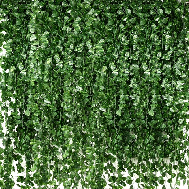 Yuxung 100 Pcs Fake Vines Bulk Artificial Ivy Garland Greenery Hanging Vines Green Leaves Plants for Bedroom Wedding Garden Home Wall Jungle Themed Party Decorations (722ft) - Image 1