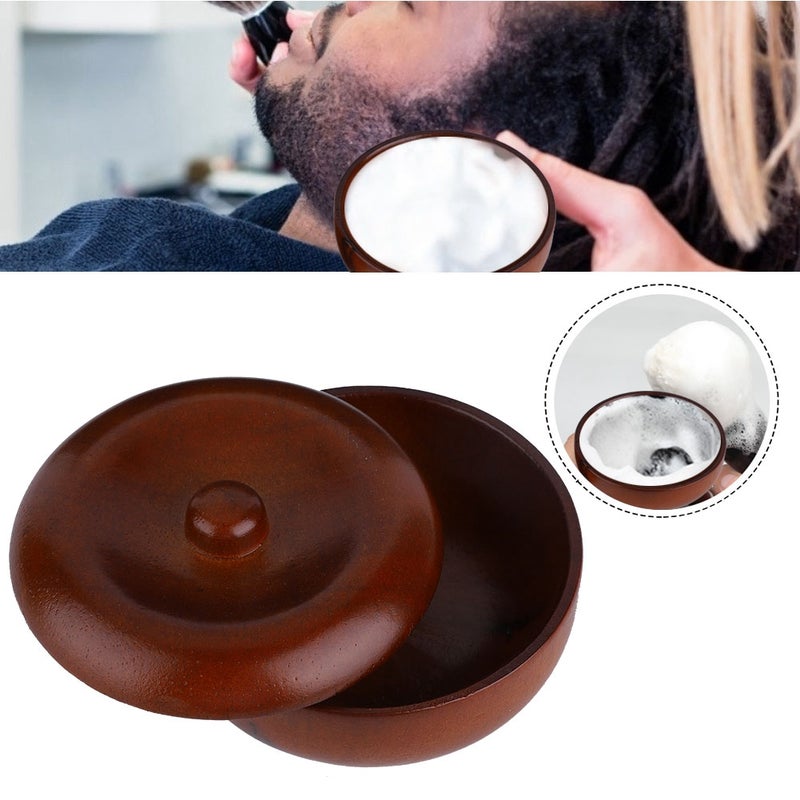 Rubber Wood Shaving Soap Cream Bowl Men Foaming Shaving Bowl with Cover - Image 5