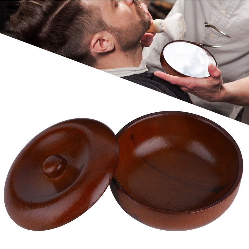 Rubber Wood Shaving Soap Cream Bowl Men Foaming Shaving Bowl with Cover - Image 4