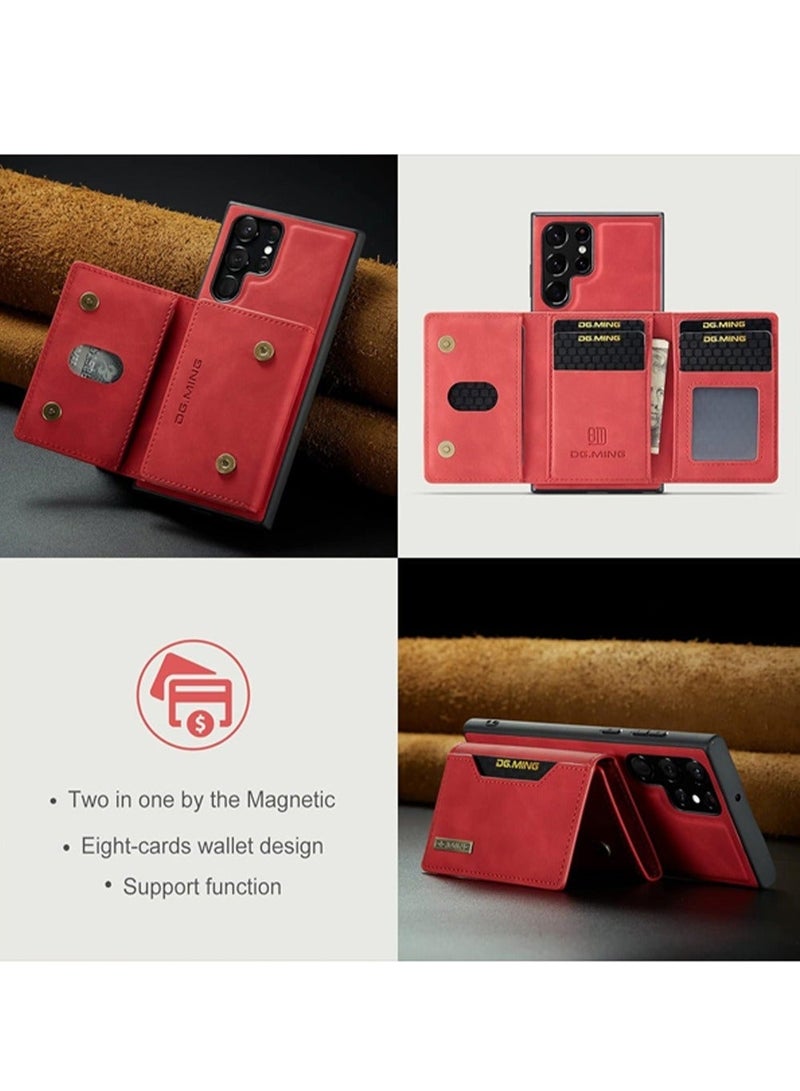 DGMING Protector for Samsung Galaxy S23 Ultra Wallet Case 2 in1 Detachable Leather Wallet Back Cover for Samsung Galaxy S23 Ultra Magnetic Wallet Protective Guard Shell with Stand + Card Holder - Image 5