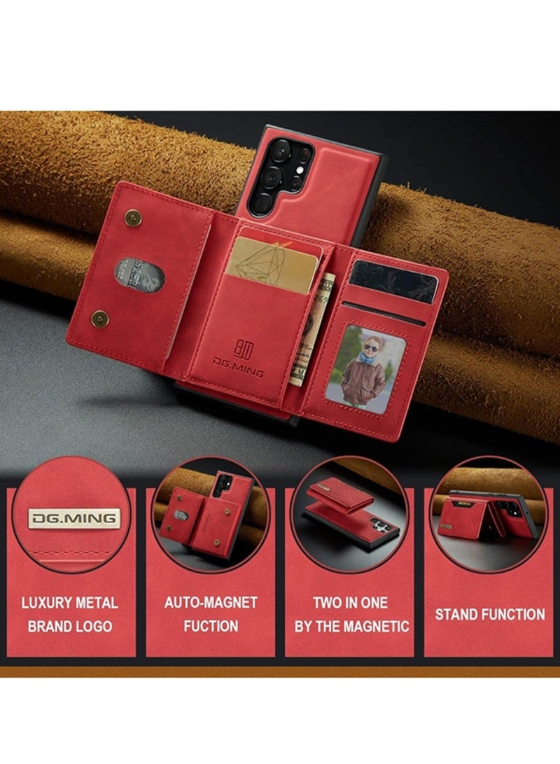 DGMING Protector for Samsung Galaxy S23 Ultra Wallet Case 2 in1 Detachable Leather Wallet Back Cover for Samsung Galaxy S23 Ultra Magnetic Wallet Protective Guard Shell with Stand + Card Holder - Image 2