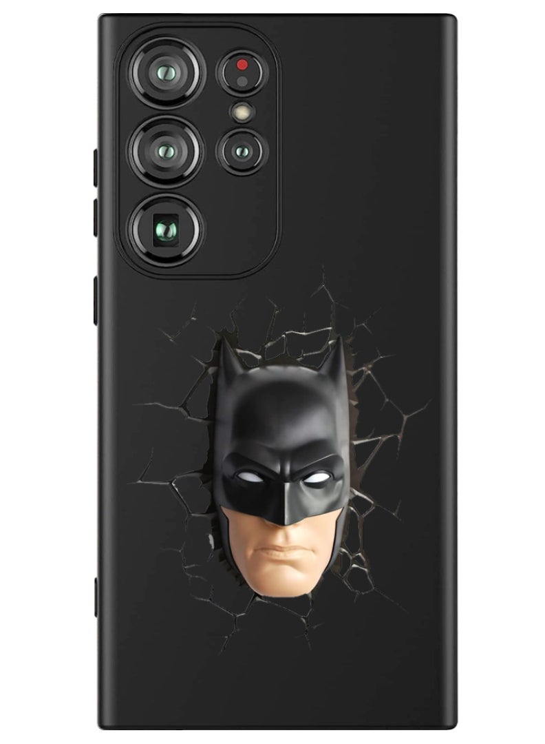 Theodor Protective Slim Fit Case Liquid Silicone Cover with Full Body Protection Anti-Scratch Shockproof Case For Samsung Galaxy S24 Ultra (Black) - Batman Face - Image 1