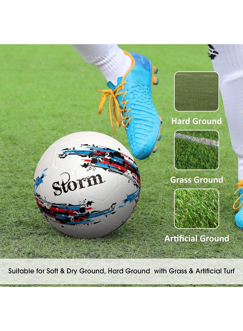 نيفيا عاصفة كرة القدم | مصبوب بالمطاط | الحجم - 5 | مناسبة للأرضيات الصلبة بدون العشب | كرة التدريب | كرة القدم | للجنسين - Image 5