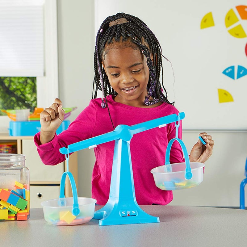 hand2mind hand2mind Blue Nestable Pan Balance Clear Double Balance Scale for Kids Weight Scale for Liquids and Solids Easy to Assemble Space Saving Storage Base Balance Scale for Classroom Set of 1 - Image 2