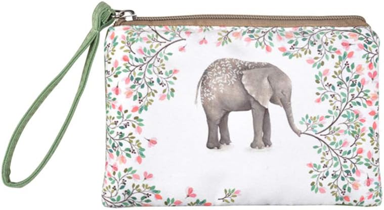Rantanto Small Cute Cash Coin Purse, Canvas Change Purse, Kawaii Coin Pouch With Handle Christmas Gift For Women Teenager Girls (BG0001 Flower Elephant) - Image 1