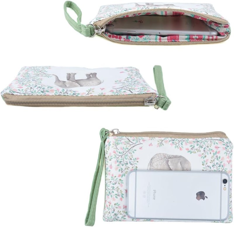 Rantanto Small Cute Cash Coin Purse, Canvas Change Purse, Kawaii Coin Pouch With Handle Christmas Gift For Women Teenager Girls (BG0001 Flower Elephant) - Image 4