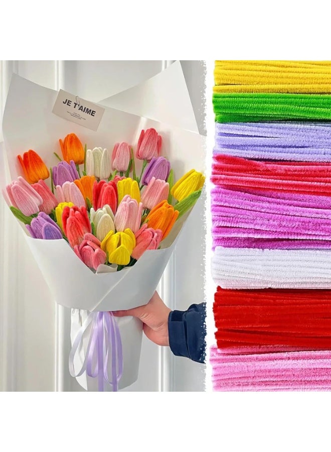 Bukela 500 Pieces 8 Assorted Pastel Colors Pipe Cleaners Chenille Stems 12 Inch Craft Supplies Bulk Fluffy Fuzzy Sticks Art and Craft Projects Creative Gift Wrapping Party Decorations - Image 1