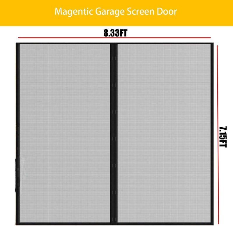 LIAMST Garage Door Screen for 1 Car Garage Doors 8x7FT- Reinforced Fiberglass Door Screen,Stronger High Energy Magnets ， Magnetic Screen Door - Image 2
