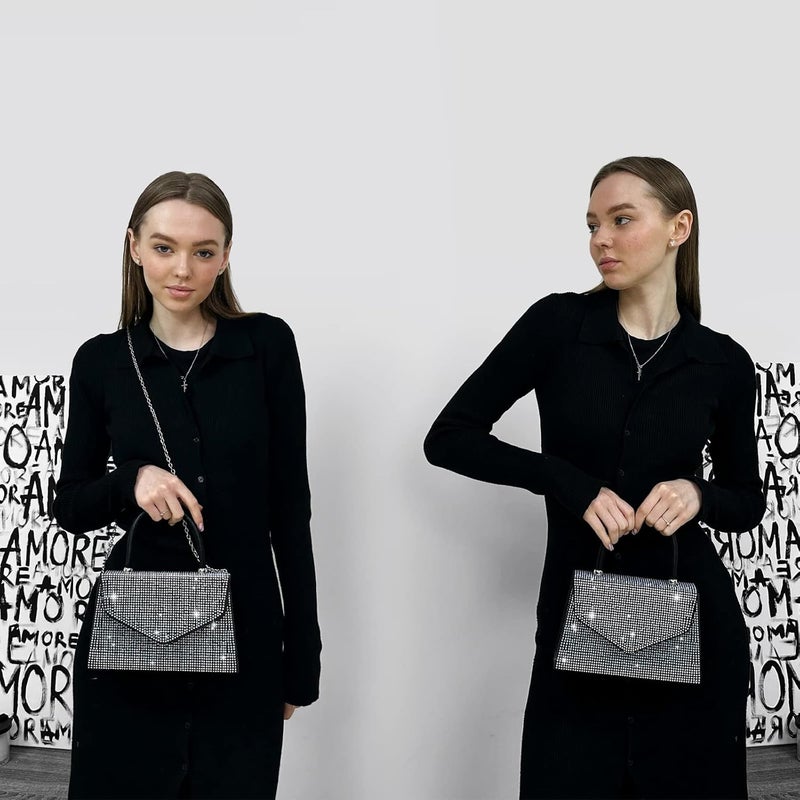 DASEIN Women's Evening Bag Party Clutches Wedding Purses Cocktail Prom Handbags with Frosted Glittering - Image 2