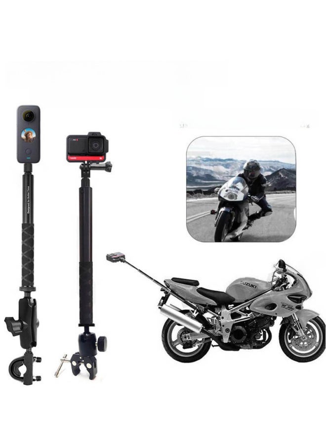 Motorcycle Bracket For Insta360one R X2 Panoramic Camera Invisible Selfie Stick Third Person Riding-Color:SM01-U1 + Aluminum Alloy Pan/tilt Adapter - Image 2