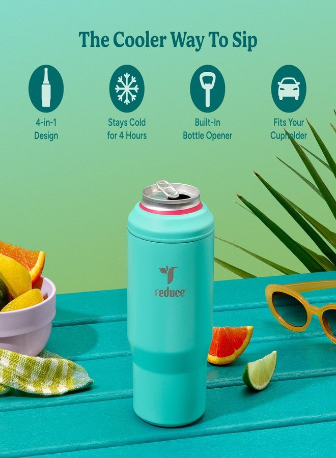 Reduce 4-in-1 Drink Cooler - Versatile Can & Bottle Holder with Vacuum Insulation - Keeps Drinks Cold Up to 4 Hours - Includes Bottle Opener - Fits Cupholders & Dishwasher Safe - 14oz - Ocean Breeze - Image 2
