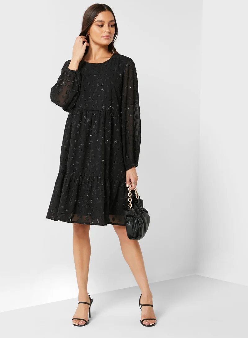 PIECES Tiered Long Sleeve Dress