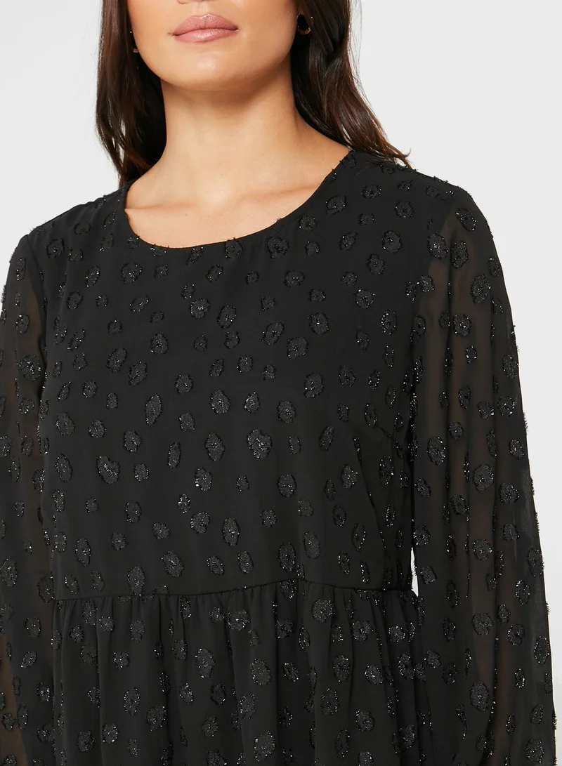 PIECES Tiered Long Sleeve Dress