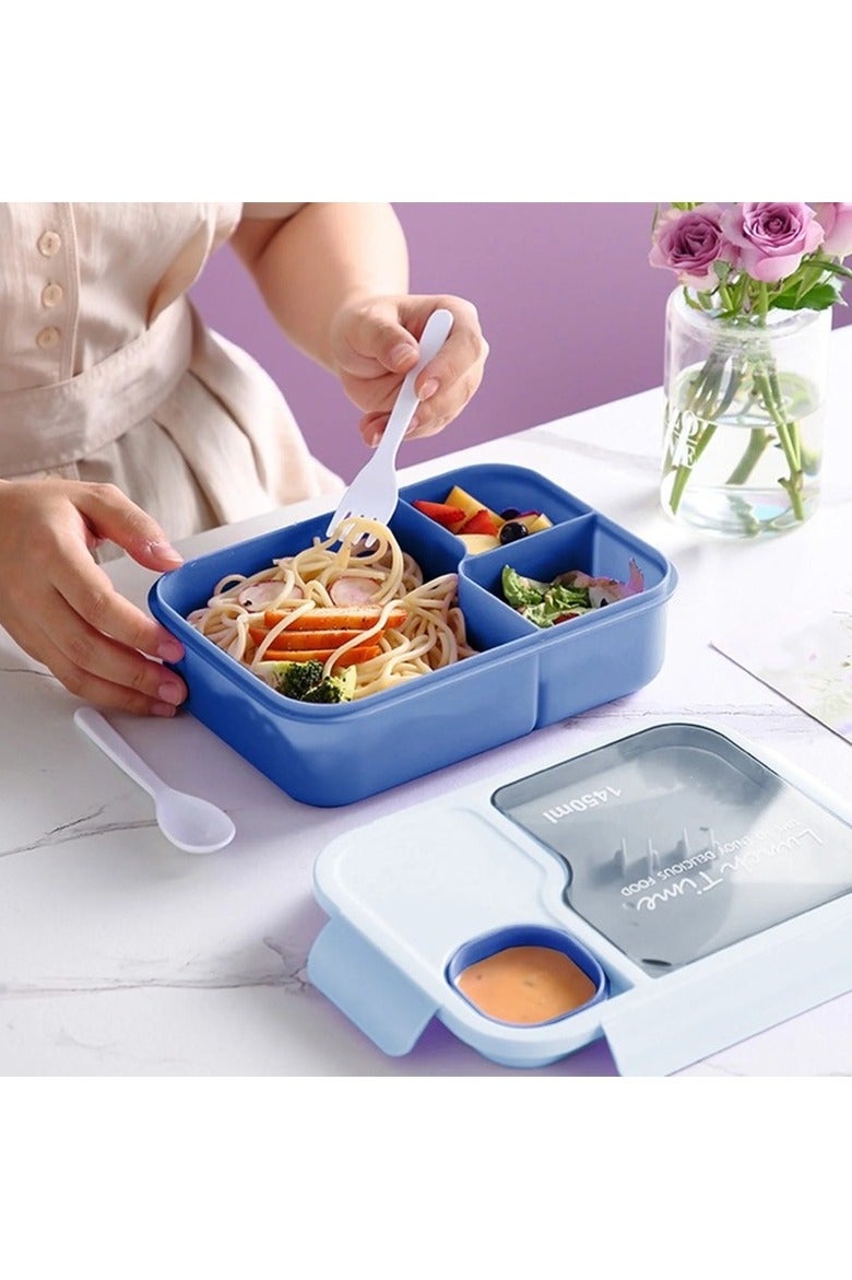 DANDY Lunch Box 1450ml 3 Compartments Student Sealed Adult With Spoon And Fork Leak Proof Microwavable - Image 3
