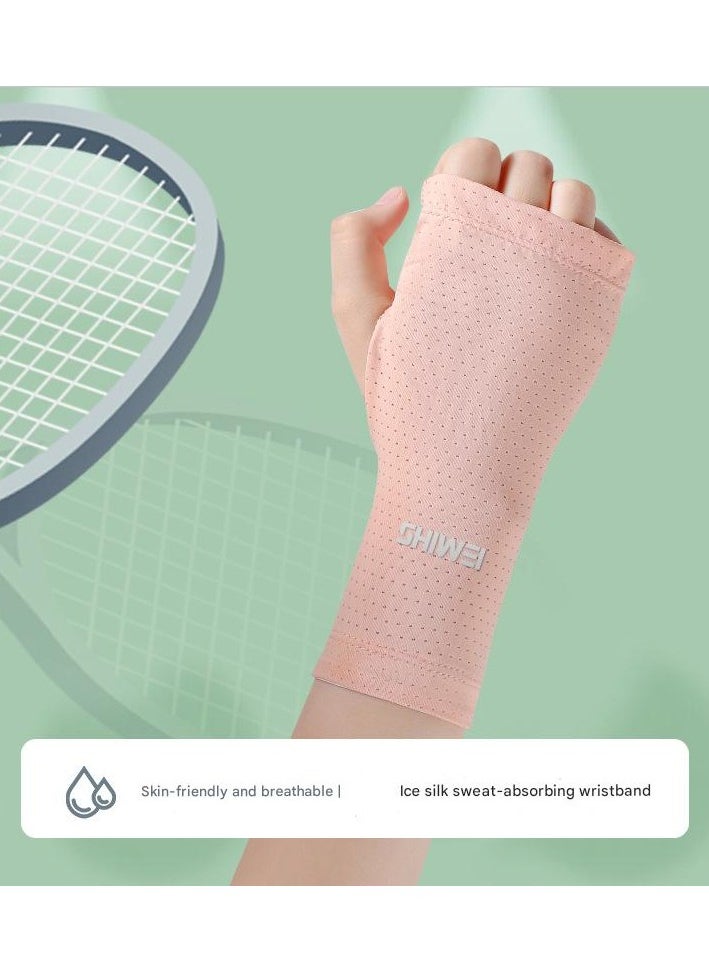 Generic - Cold Feeling Sports Wristband With Sweat Wiping Wrist Towel For Women Twisted Wrist Badminton Basketball Wristband Fitness Ice Silk   M - Image 1