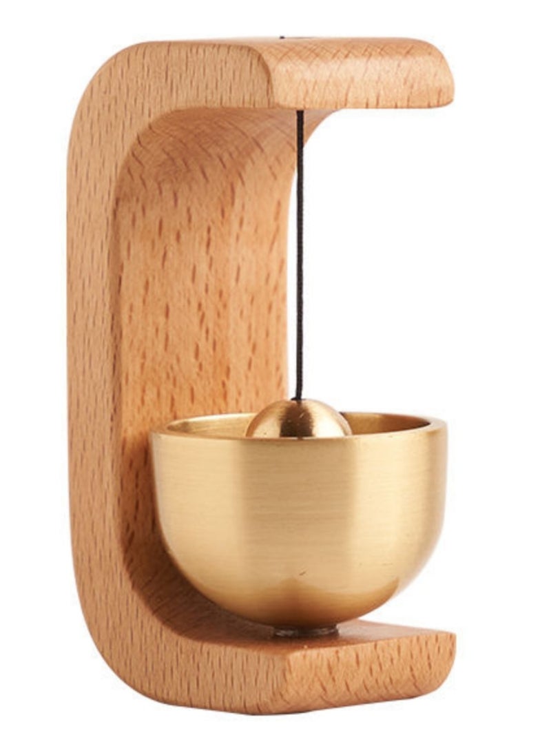 NOVOLAN NOVOLAN Doorbell Wooden Suction Door Copper Bell Home Reminder Bell Dopamine Doorbell Housewarming Gift Door Hanging Decoration, Handcrafted Soothing Sound Smooth Surface Minimalist Design (wood)  - Image 1