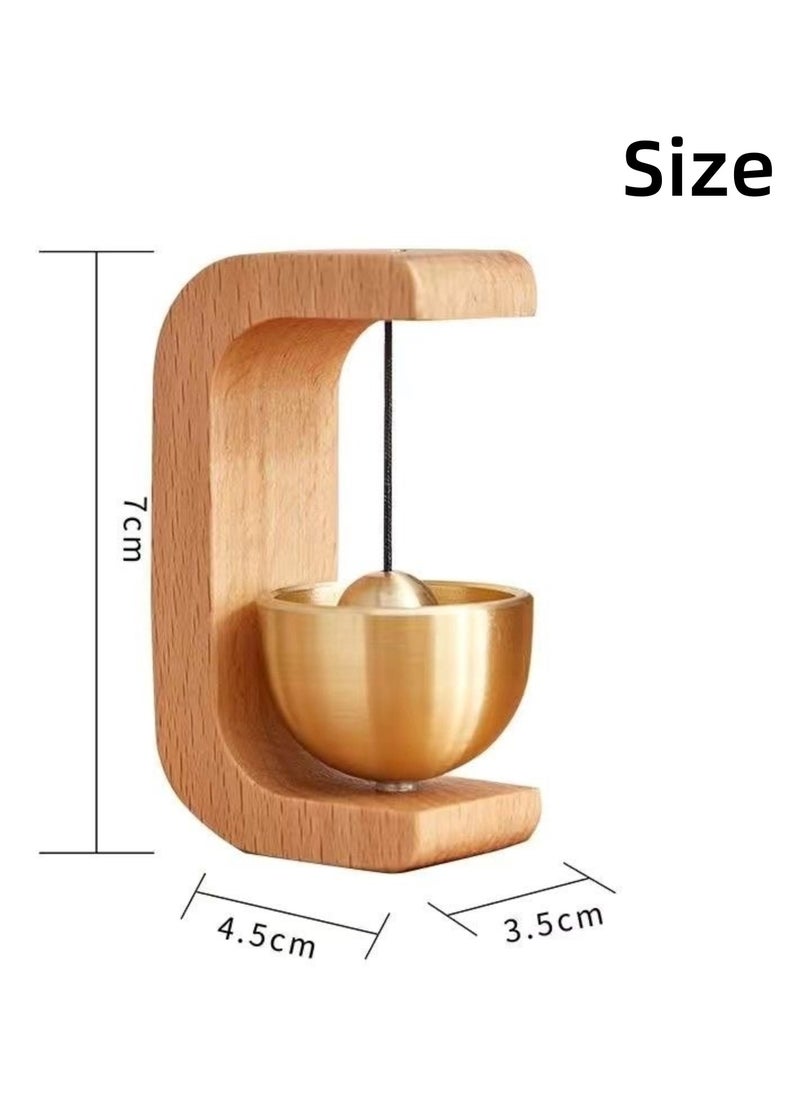 NOVOLAN NOVOLAN Doorbell Wooden Suction Door Copper Bell Home Reminder Bell Dopamine Doorbell Housewarming Gift Door Hanging Decoration, Handcrafted Soothing Sound Smooth Surface Minimalist Design (wood)  - Image 2