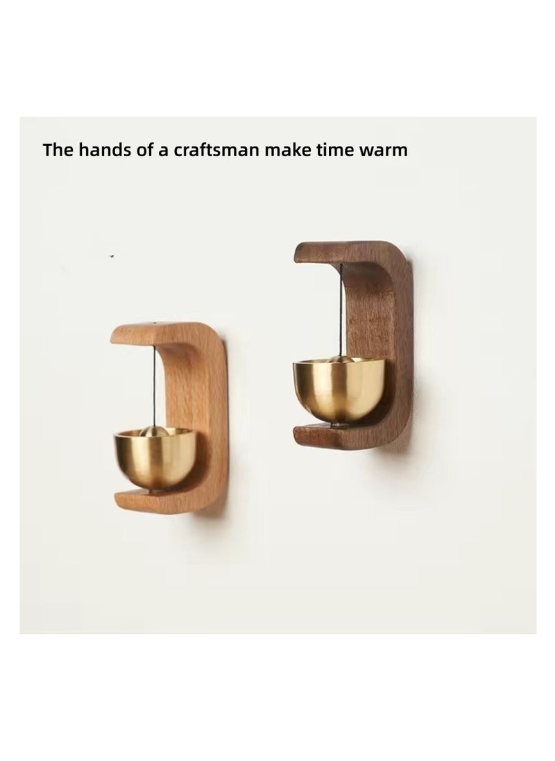 NOVOLAN NOVOLAN Doorbell Wooden Suction Door Copper Bell Home Reminder Bell Dopamine Doorbell Housewarming Gift Door Hanging Decoration, Handcrafted Soothing Sound Smooth Surface Minimalist Design (wood)  - Image 5