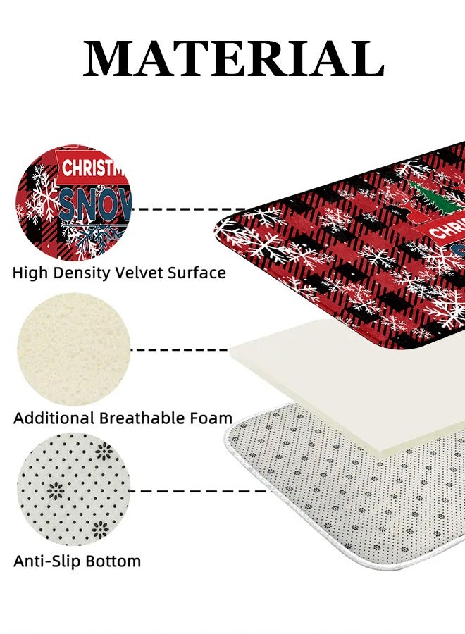 2 PCS Christmas Sponge Rugs Set, Cushion Floor Carpet, Waterproof, Oil Resistant and Anti-Fatigue PU Standing Mat for Kitchen, Floor, Office, Sink, Laundry 45*75CM+45*120CM - Image 4