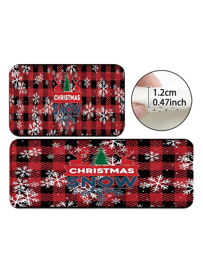 2 PCS Christmas Sponge Rugs Set, Cushion Floor Carpet, Waterproof, Oil Resistant and Anti-Fatigue PU Standing Mat for Kitchen, Floor, Office, Sink, Laundry 45*75CM+45*120CM - Image 2