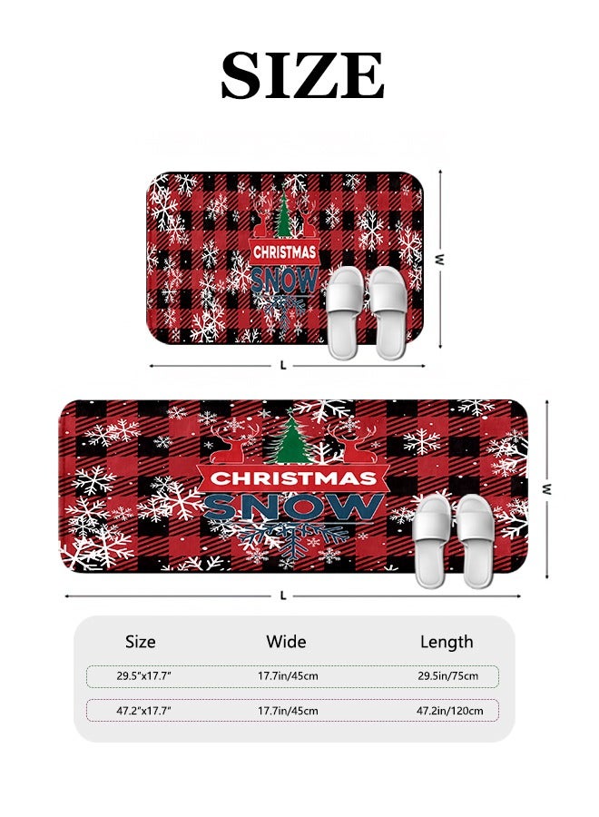 2 PCS Christmas Sponge Rugs Set, Cushion Floor Carpet, Waterproof, Oil Resistant and Anti-Fatigue PU Standing Mat for Kitchen, Floor, Office, Sink, Laundry 45*75CM+45*120CM - Image 5