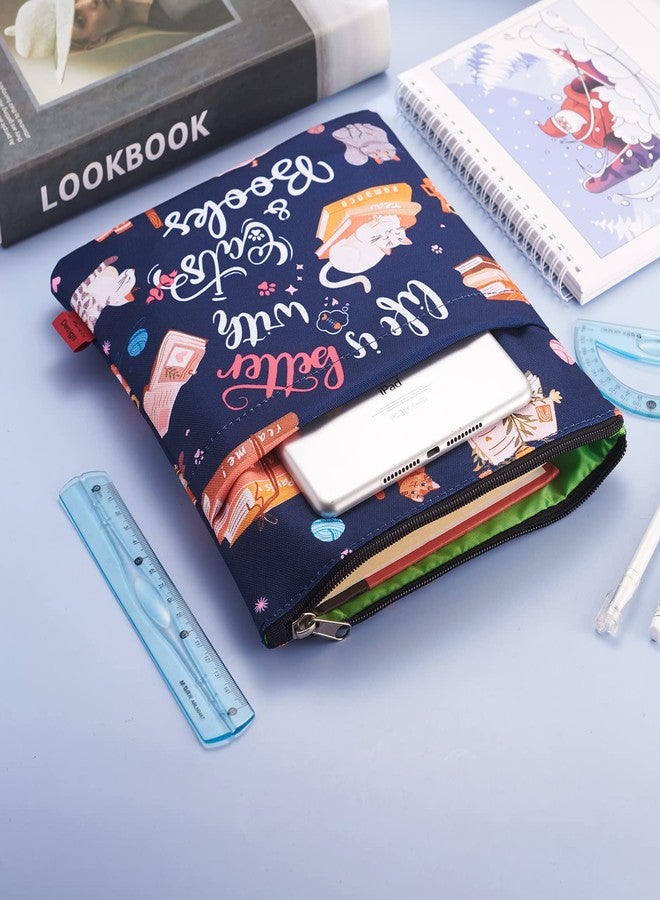 LParkin Life is Better with Cats and Books Book Sleeves, Cats Book Sleeve with Zipper, 11x8.5 Inch Washable Fabric - Image 5