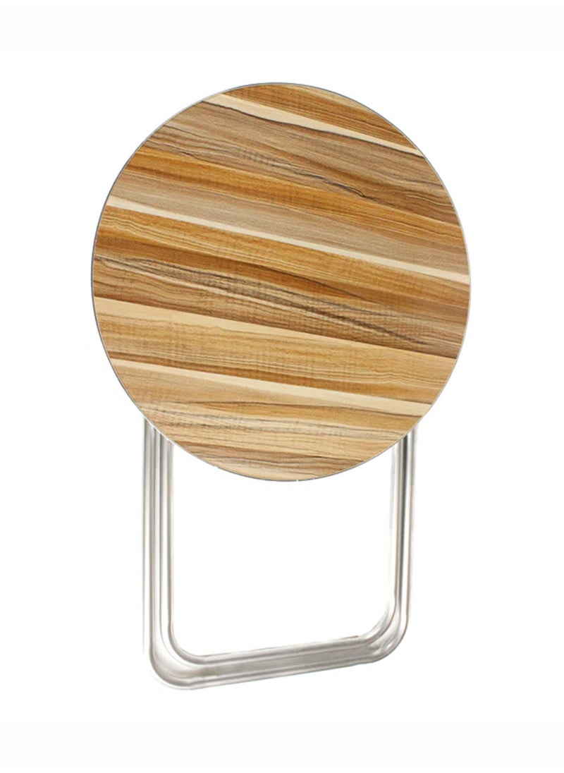Solid Wooden Foldable Round Coffee Table Portable Compact Space-Saving Folding Table Ideal Use for Coffee Snacks Work or Home Kitchen Dining Decorative Displays Small Living Spaces Casual Gatherings Picnics Indoor and Outdoor Usage