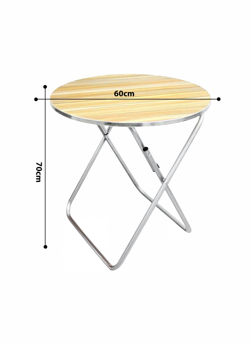 Solid Wooden Foldable Round Coffee Table Portable Compact Space-Saving Folding Table Ideal Use for Coffee Snacks Work or Home Kitchen Dining Decorative Displays Small Living Spaces Casual Gatherings Picnics Indoor and Outdoor Usage