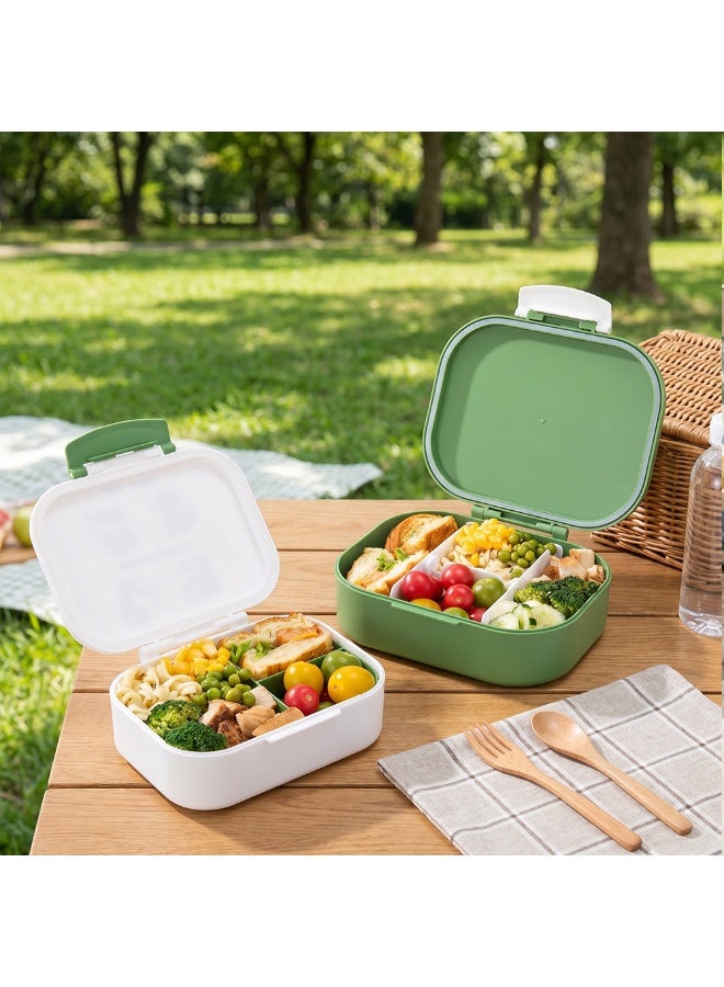 Eazy Kids Personalized Bento Lunch Box Set of 2, 1200ml + 760ml, Leakproof, BPA Free, Compartment Food Containers - Dino Green - Image 4