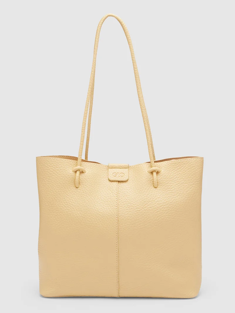 Globus Women Mustard Textured Tote Bag