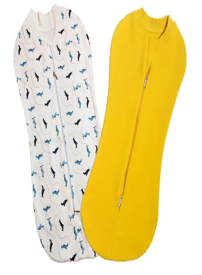 MammaChamp POD/Swaddle/Sleeping Bag/Sack for NewbornBaby 0-6 Months (Yellow+White) - Image 1
